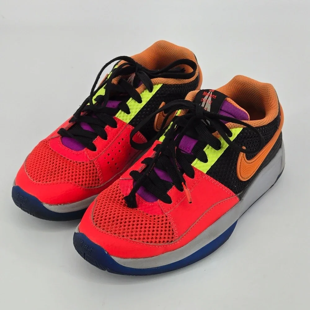 Nike Ja 1 GS Bright Mandarin Vapor Green Mismatched Basketball Shoes 4Y Kids
